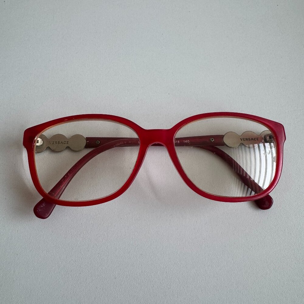 Versace Red Eyeglasses Medusa Rhinestone Frame Vintage Italy